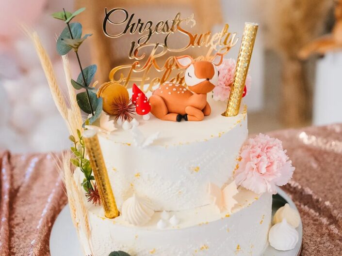 trzy córy przyjęcie tort na chrzest
